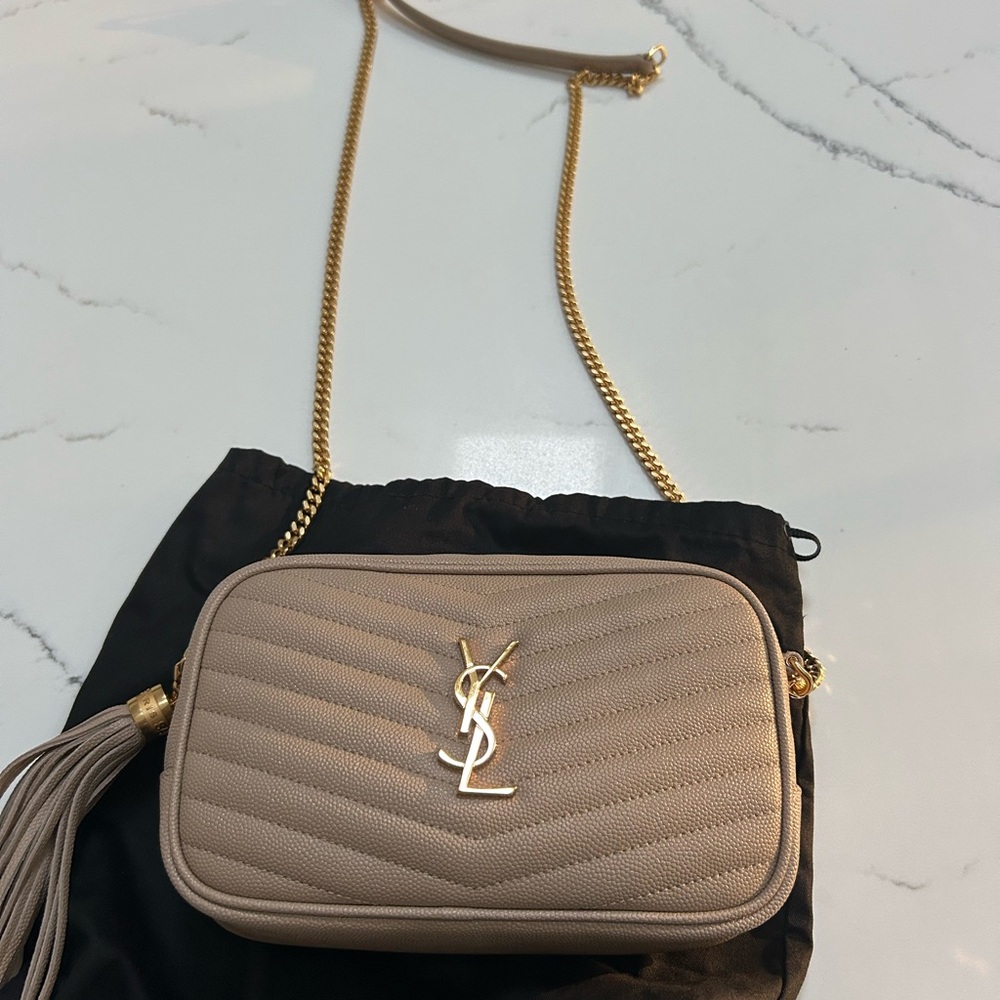 SOLD SOLD Authentic YSL Lou Camera Bag Matelasse leather BEIGE chevron